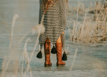 a person walking in the snow