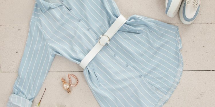 blue and white striped long sleeve shirt
